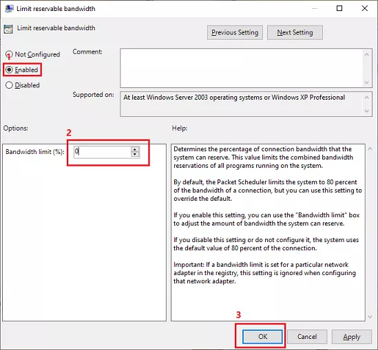 Set bandwidth to zero.