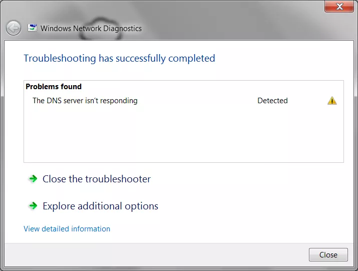 the dns server is not responding