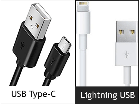 USB-C and Lightning cable