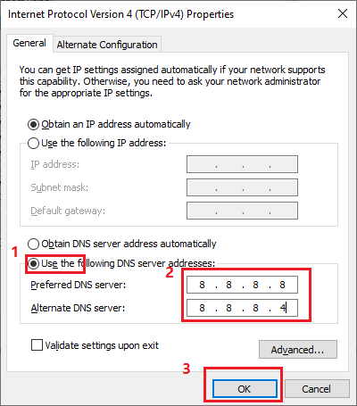 Set DNS address.