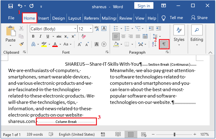 how to show hidden text in word 2016