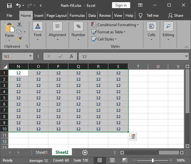 Copy data with Ctrl + R