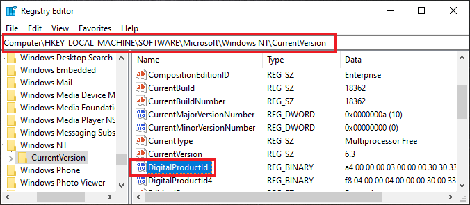 use registry editor to find office product key