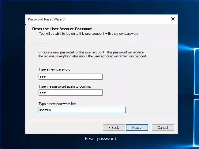 set a new login password
