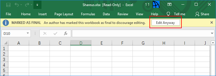 unlock an excel file locked for editing