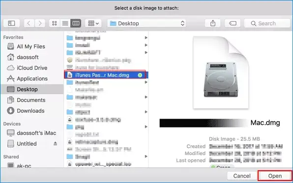 select a disk image to attach