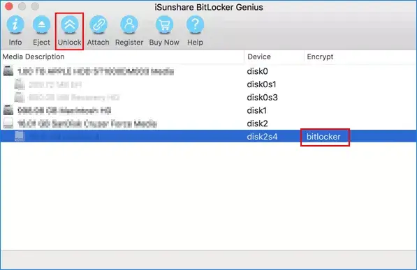 select the bitlocker encrypted drive to unlock