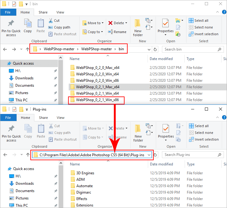 copy the plug in to the particular directory
