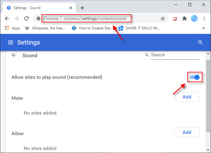 enable sound for all websites