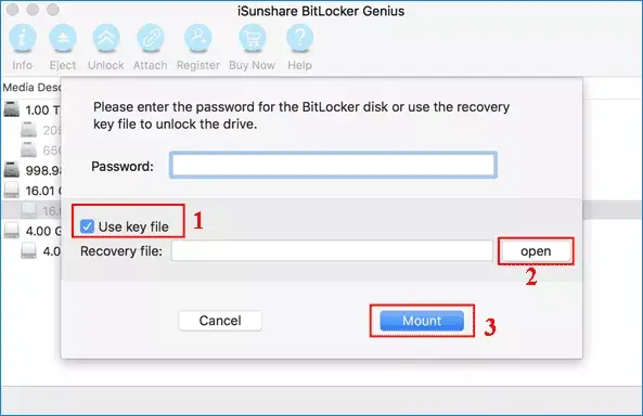 use recovery key to unlock drive