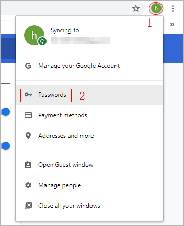 open saved passwords window