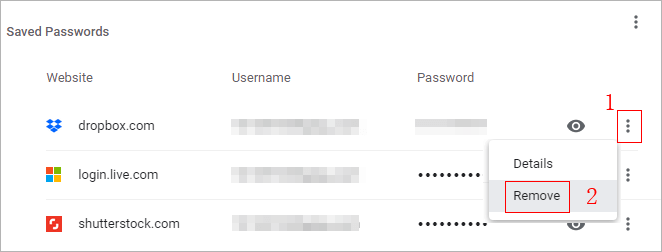 remove a password from chrome