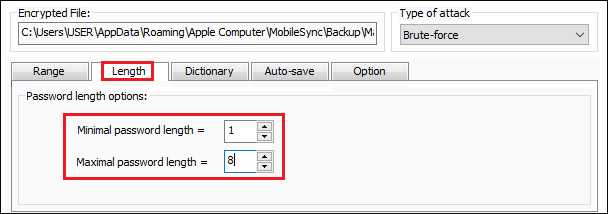 set password length