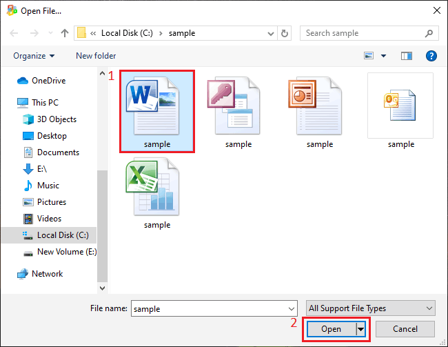 open encrypted word file