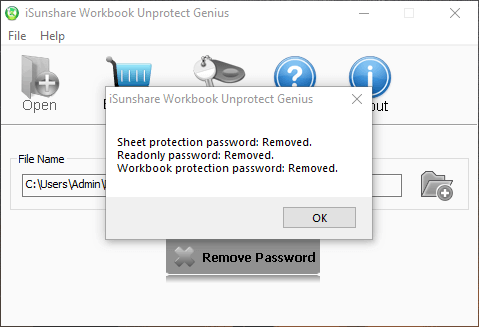 workbook password removed