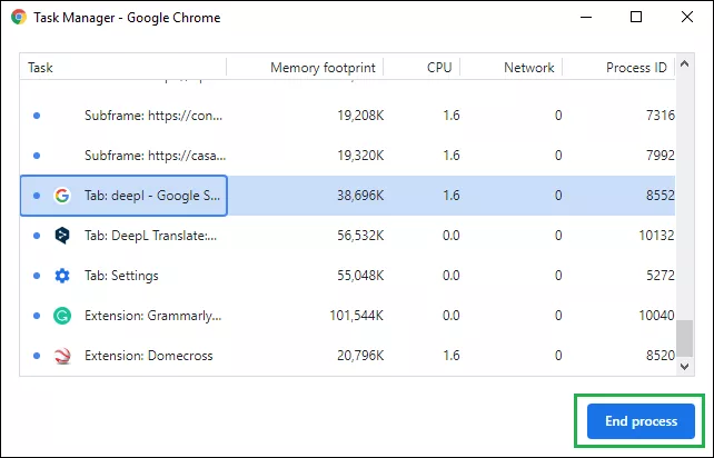 open chrome's task manager and end unwanted processes