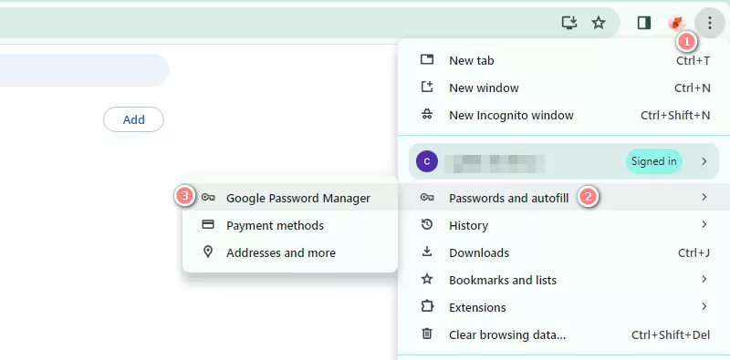 open Google Password Manager