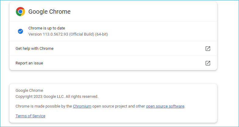 Chrome is up to date