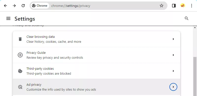 choose Ad privacy