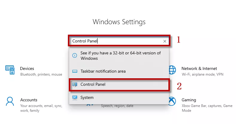 type control panel