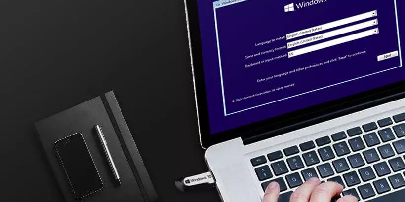 four steps to install windows 10 from usb bootable media