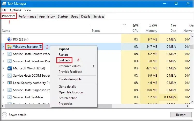 end windows explorer