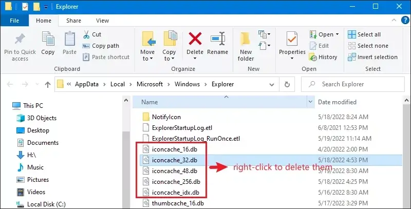 right click to delete