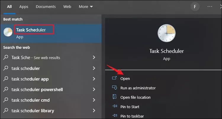 open task scheduler