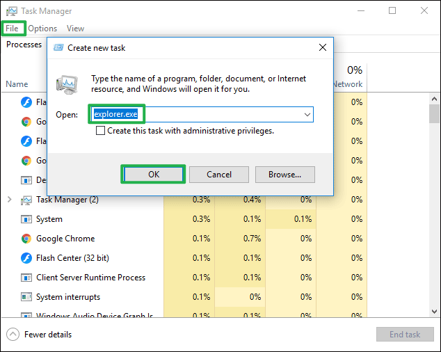 another way to restart the windows explorer