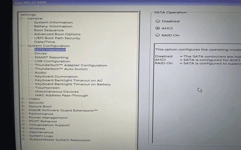 change sata configuration into ahci