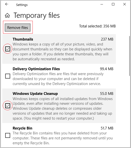 delete temporary files