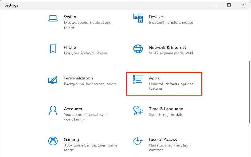 select apps to reset ms