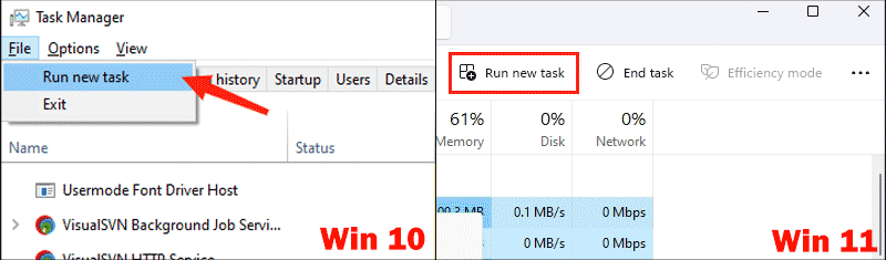 run new task win 10 11