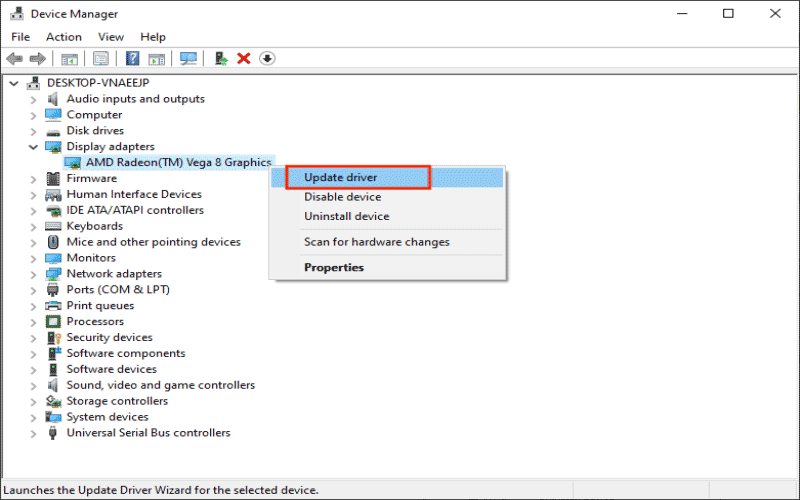 update the graphics driver
