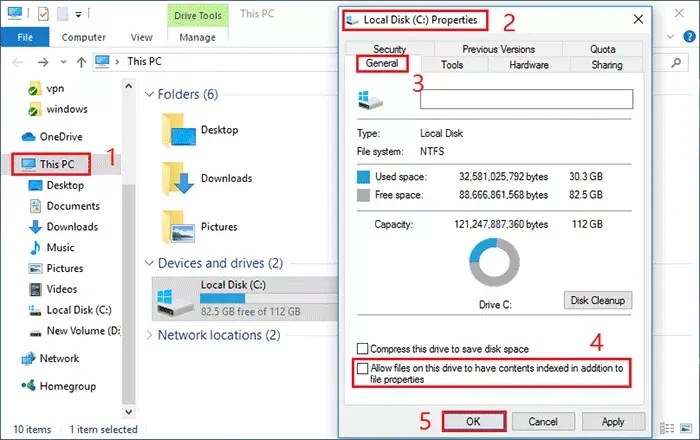 disable disk indexing service for ssd