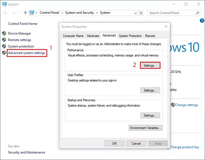 move page file by advanced system setting
