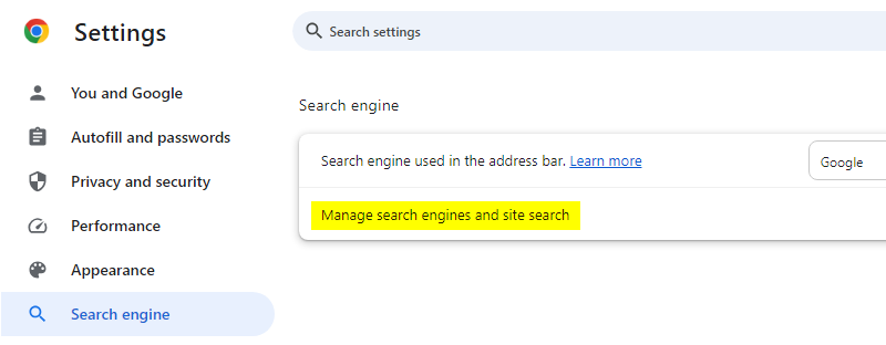 search engine page