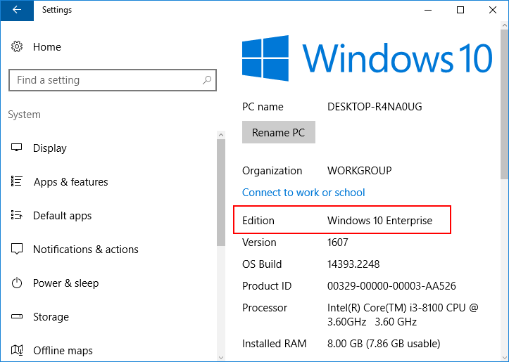 windows 10 edition