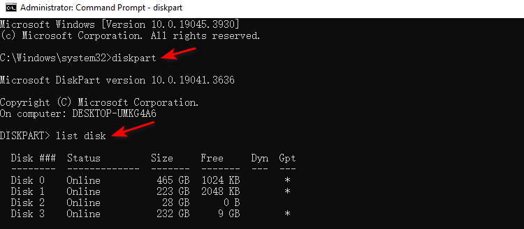 diskpart command