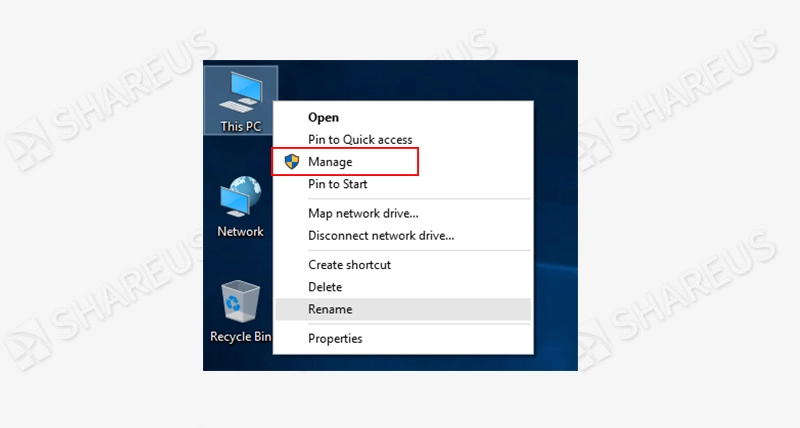 right click this pc then click manage