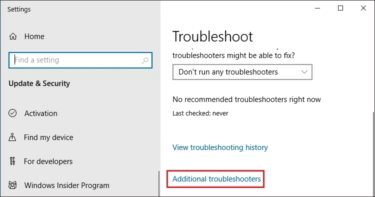 additional troubleshooters