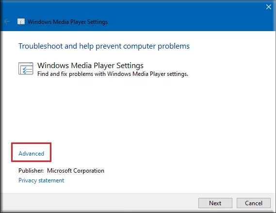 click advanced