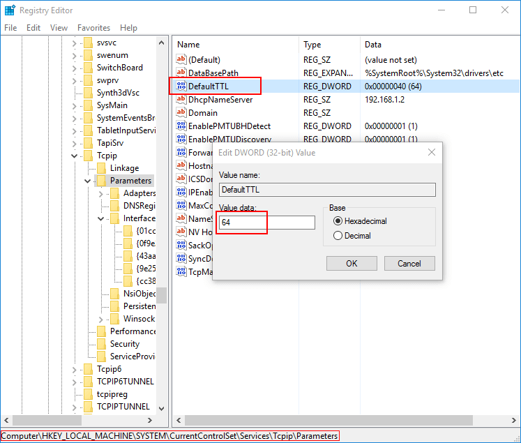 change default ttl