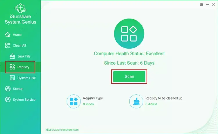 scan invalid registry files with system genius