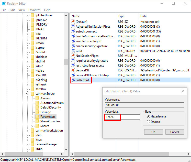 set buffer size