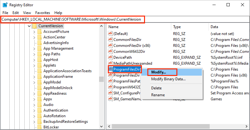 modify the installation path