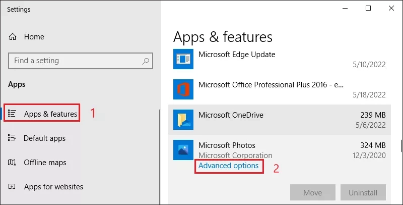 click advanced options