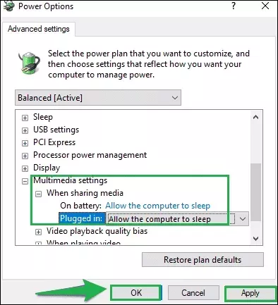 choose allow the computer sleep