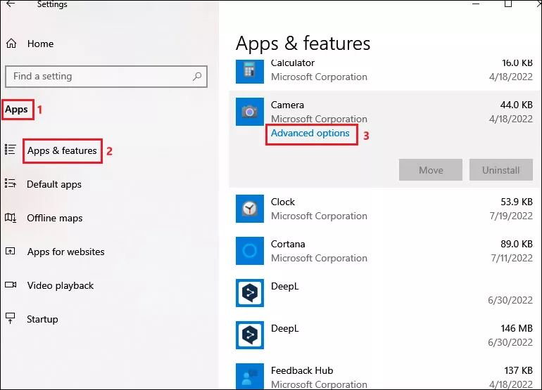 click advanced options
