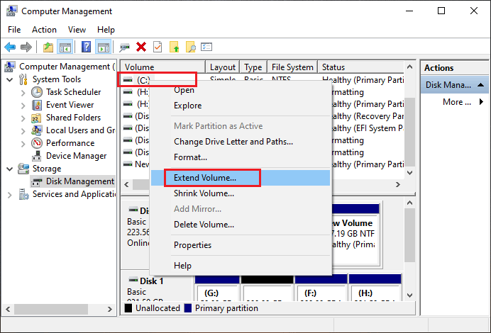 how to add volume to c drive in windows 10